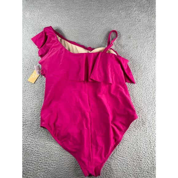 Kona Sol One Piece Swimsuit Womens 20 Pink Padded Asymmetrical One Shoulder NWT - Picture 6 of 9